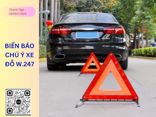 Biển cảnh báo chú ý xe đỗ bằng nhựa - có phản quang